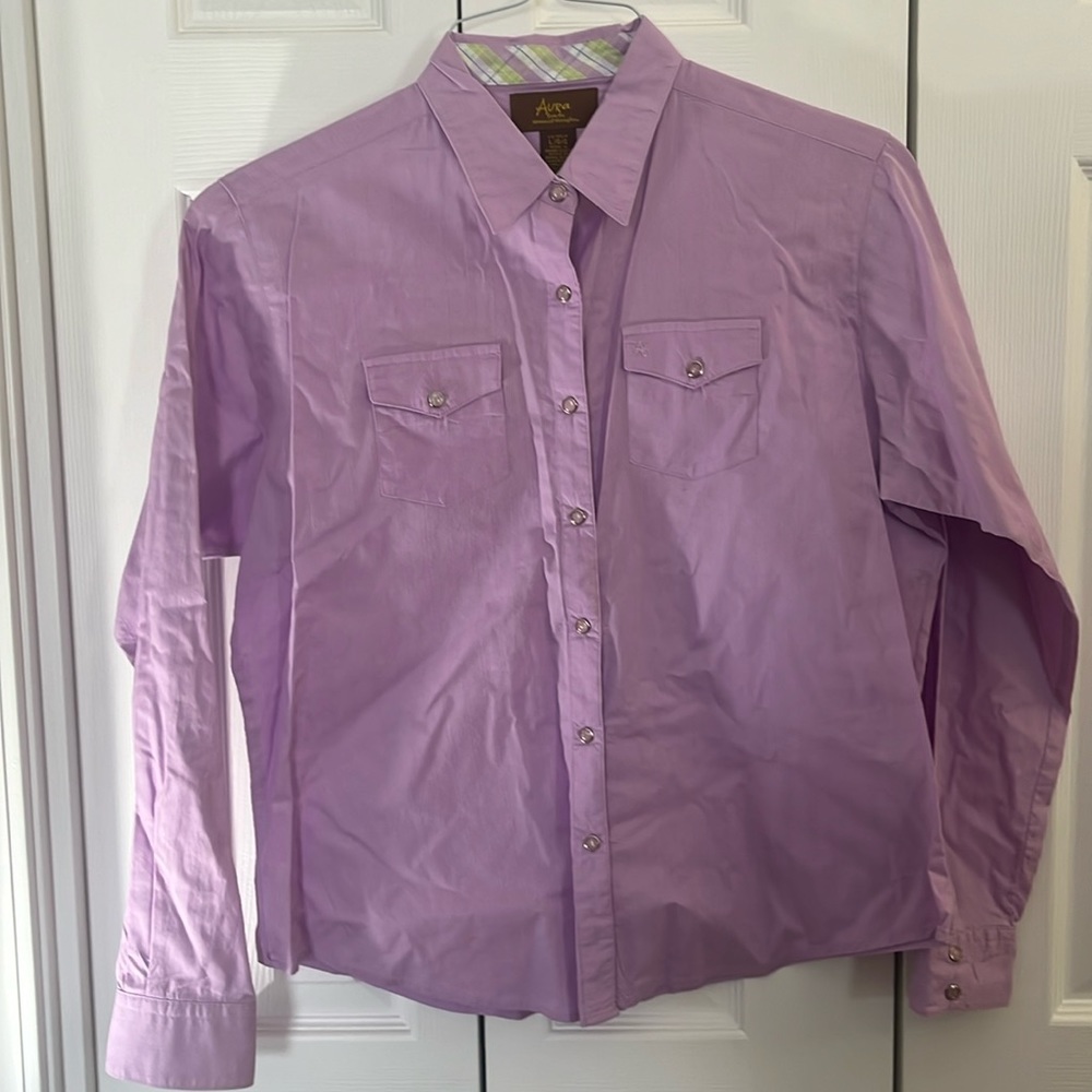 Ladies, large hundred percent cotton pearl snap